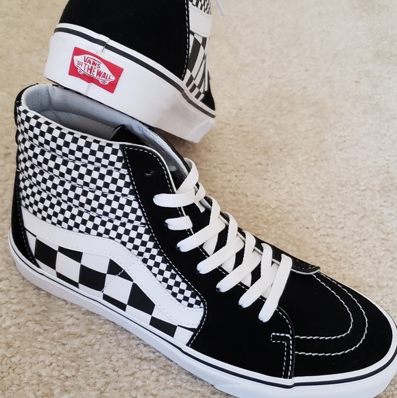checkered high vans